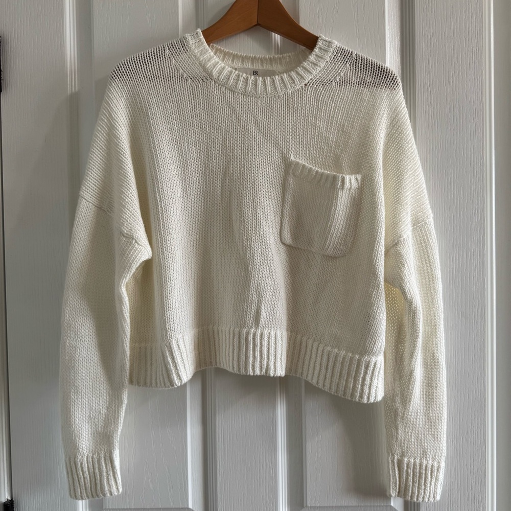 Banana Republic Linen-Cotton Boxy Sweater Size XS White